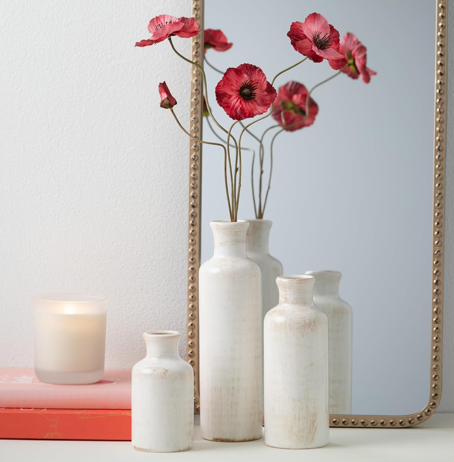 Sullivans White Ceramic Vase Set for Home Decor