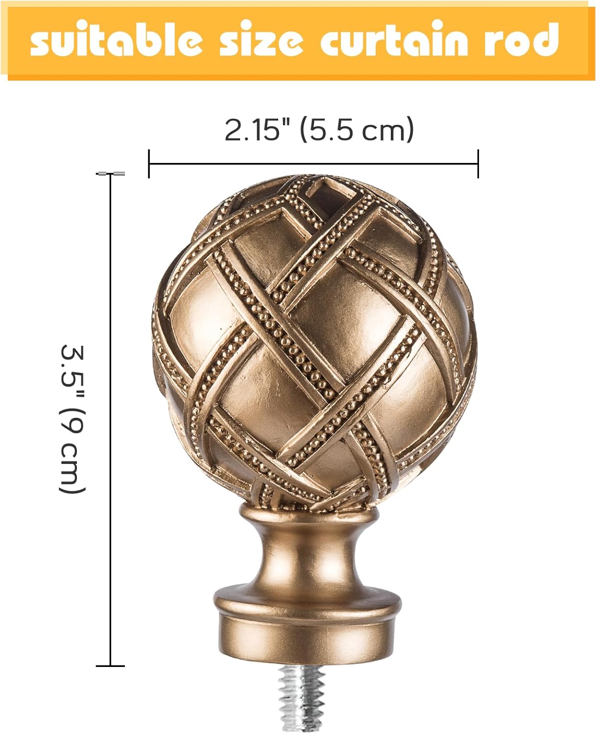 Ycolnaefllr Round Gold Finials for Curtain Rods