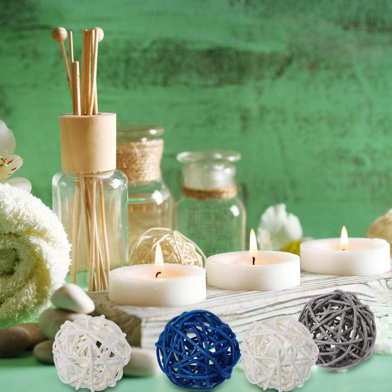 15pcs 2inch Wicker Rattan Decorative Balls Set