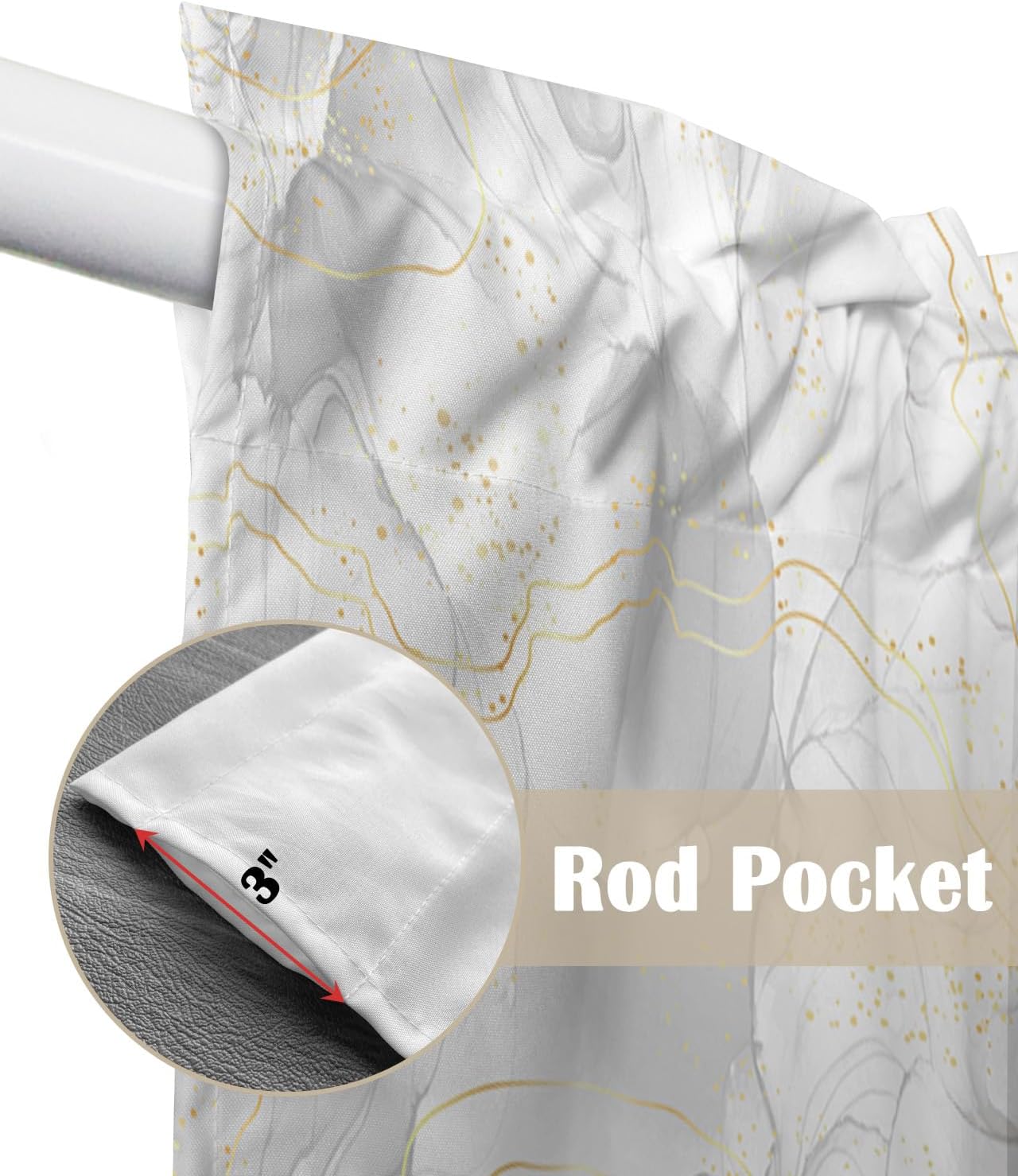 Grey Marble Swag Curtains with Rod Pocket