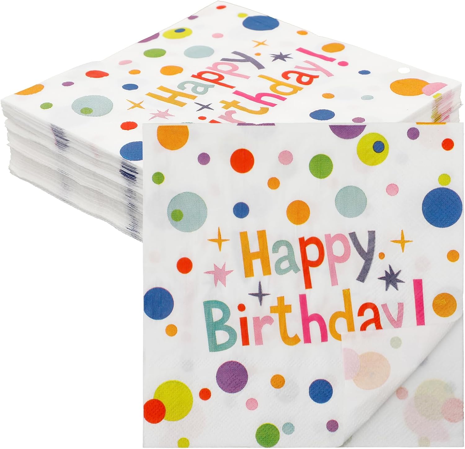 60pcs Happy Birthday Napkins with Polka Dots