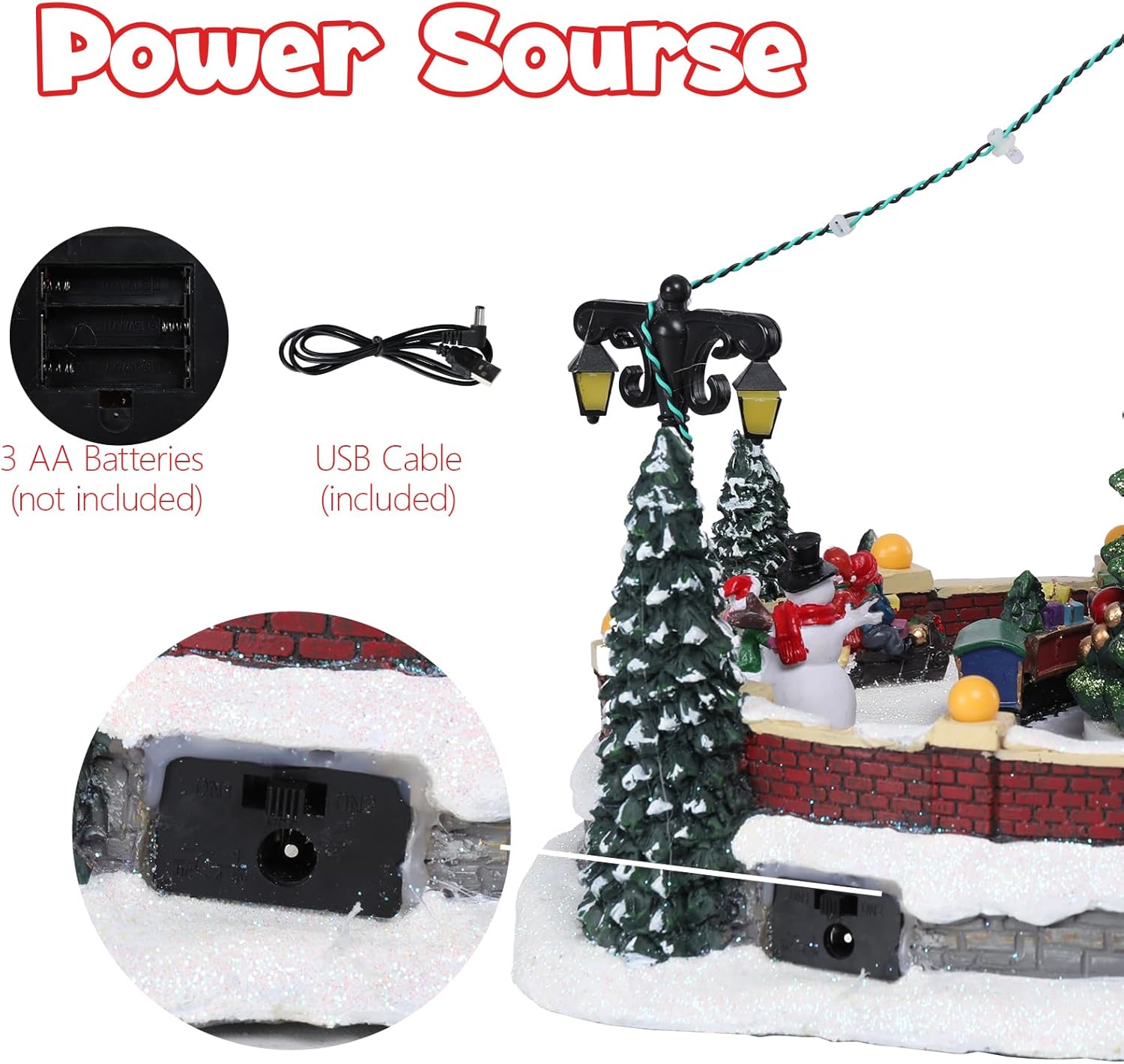 MUMTOP Christmas Village with Rotating Train and Music