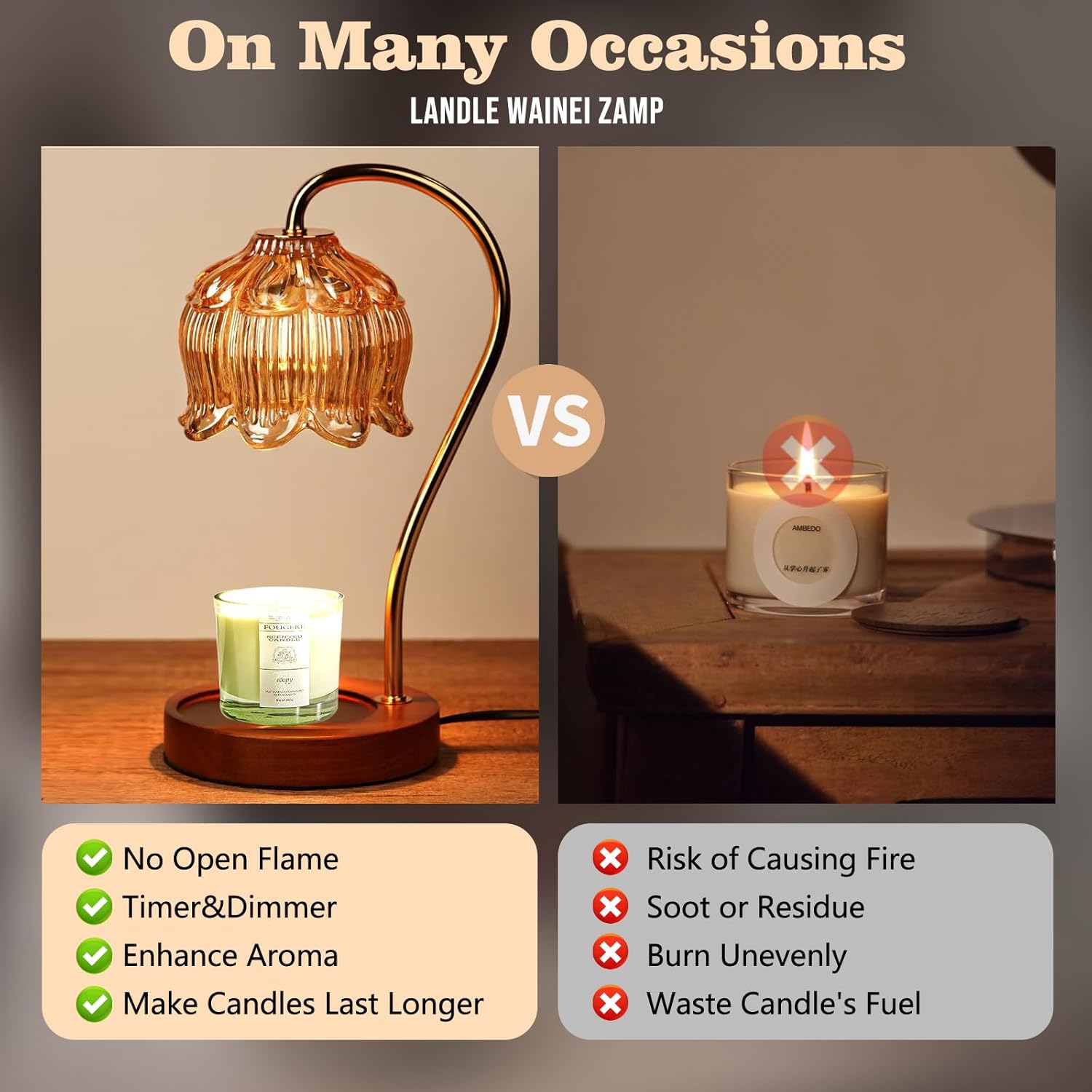 GEEZO Fragrance Candle Warmer Lamp with Timer and Dimmer