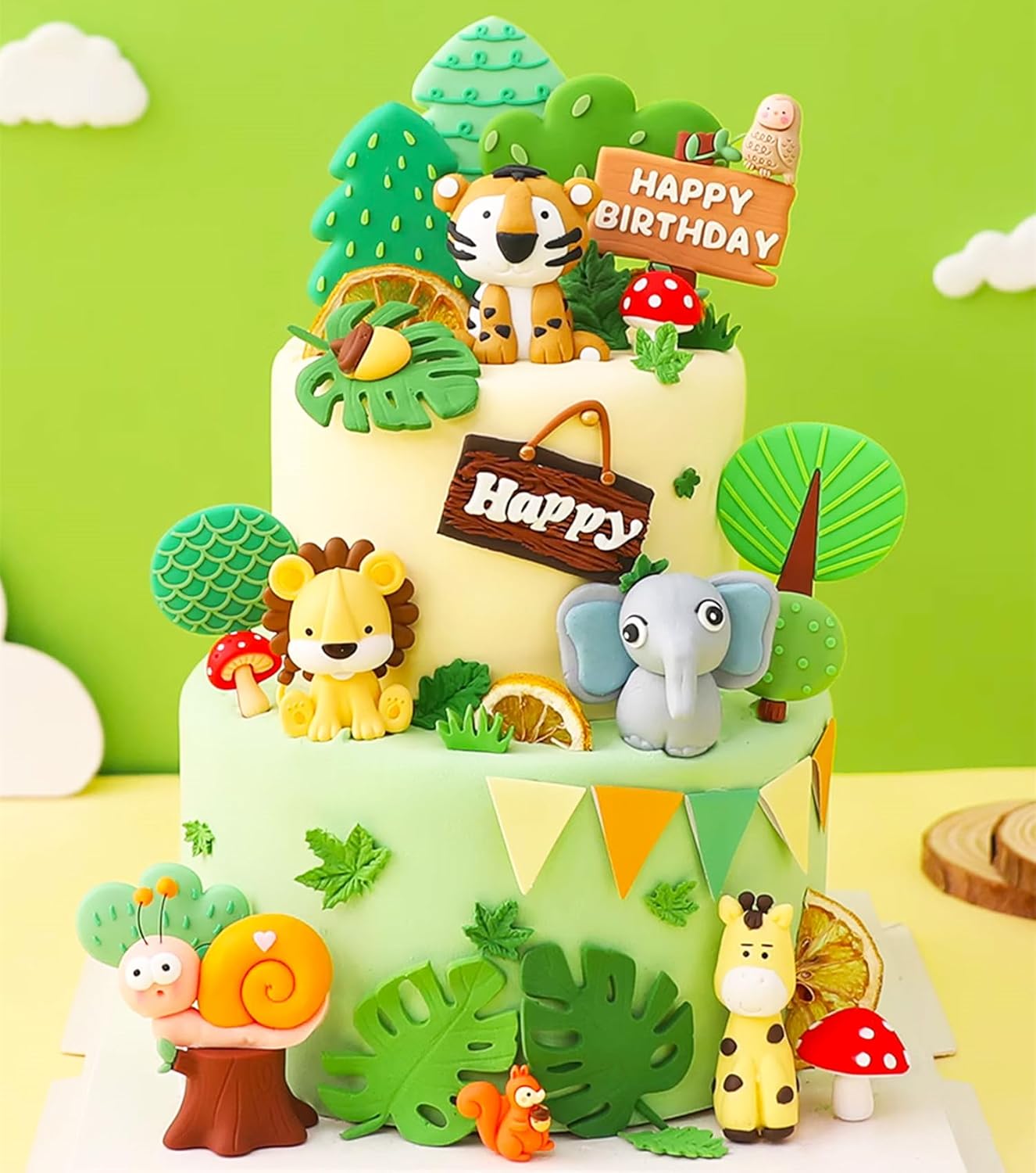 JeVenis Luxury Jungle Baby Animals Cake Decoration