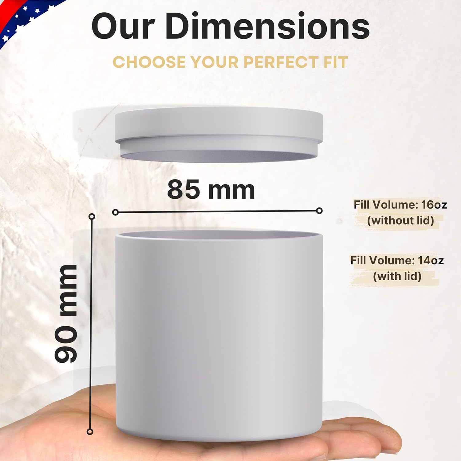 True Candle Tins 12 Pack 16 Oz Matte White Tall