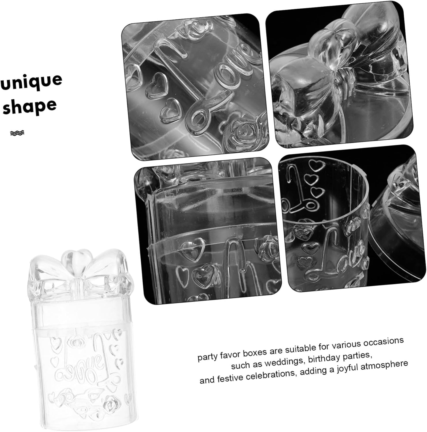 Cabilock 10pcs Plastic Wedding Candy Boxes Creative Containers for Macarons Treats