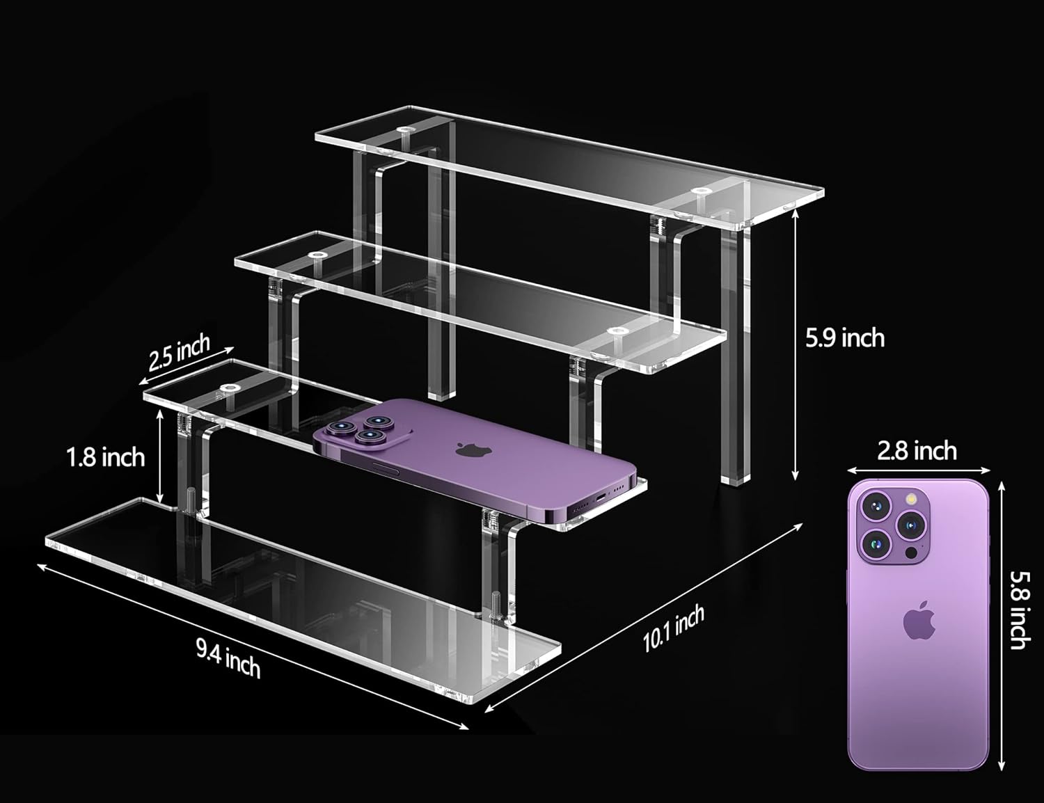 Kcrystenia Acrylic Risers Display Stand 4 Tier 2 Pack