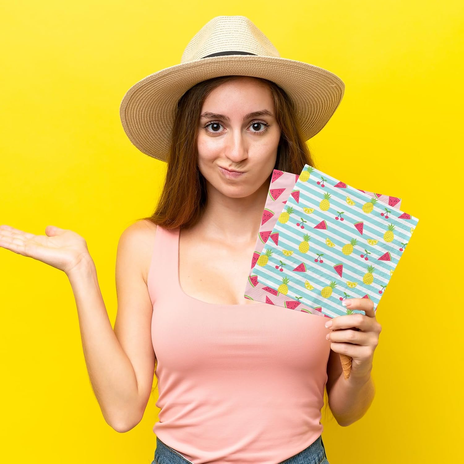 40pcs Summer Themed Napkins with Hello Summer Design