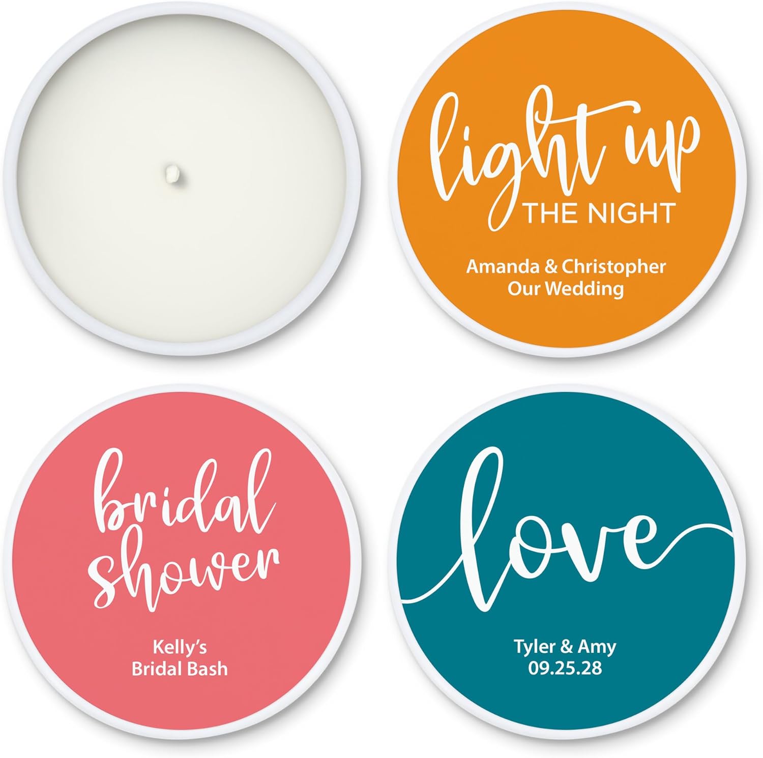 Personalized Soy Candle with Lavender Scent in White Tin Set of 10