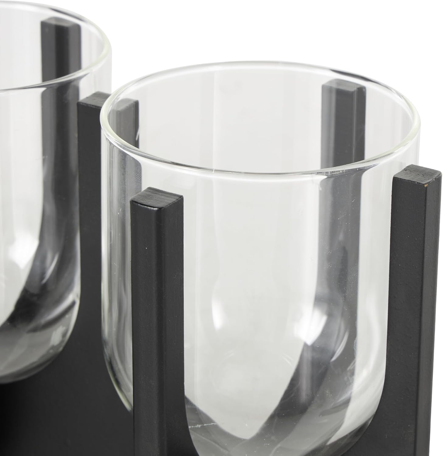 Deco 79 Black Wood 3 Slot Candle Holder