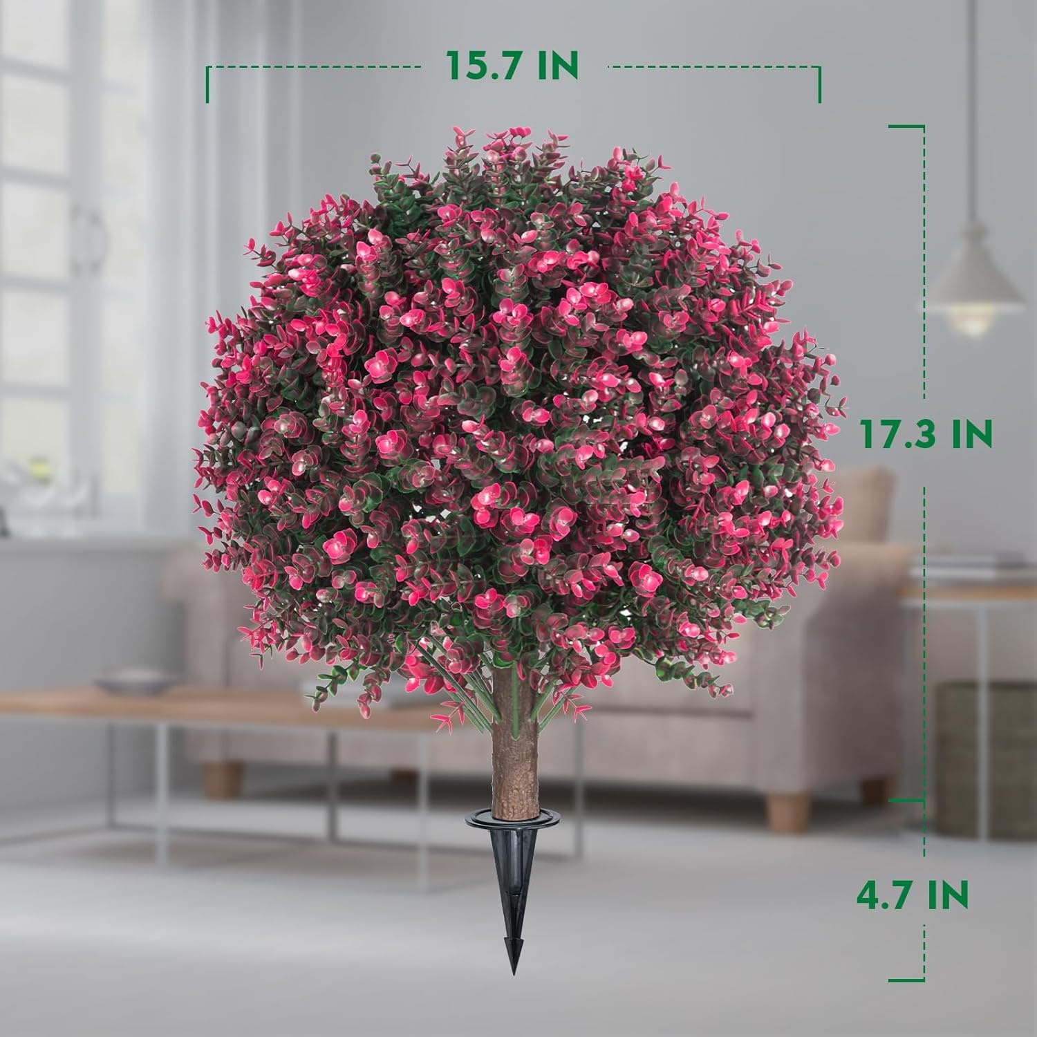 22 Inch Artificial Rose Boxwood Topiary Set of 2