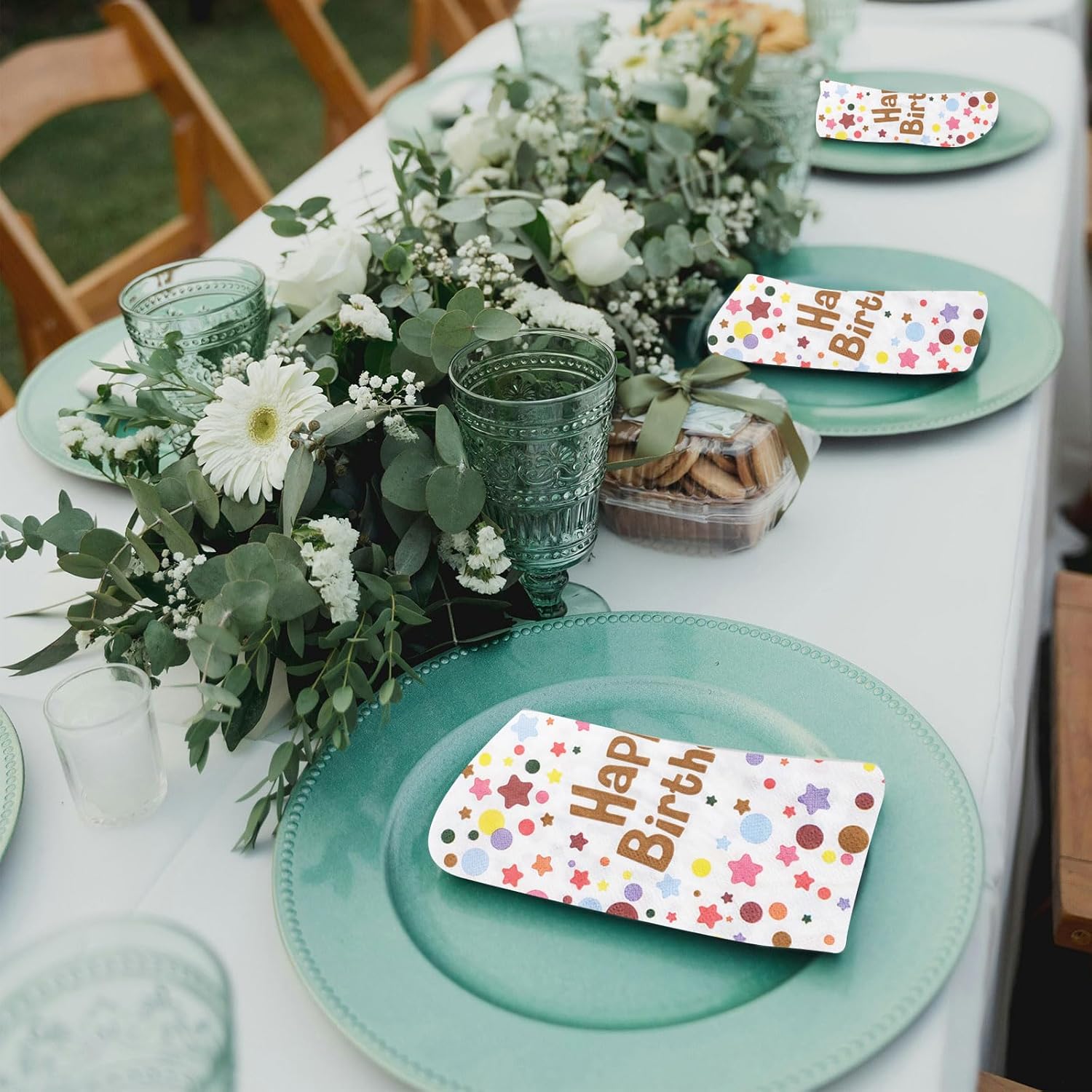 120 Pcs Polka Dot Rainbow Paper Napkins 13x13 Inch Set