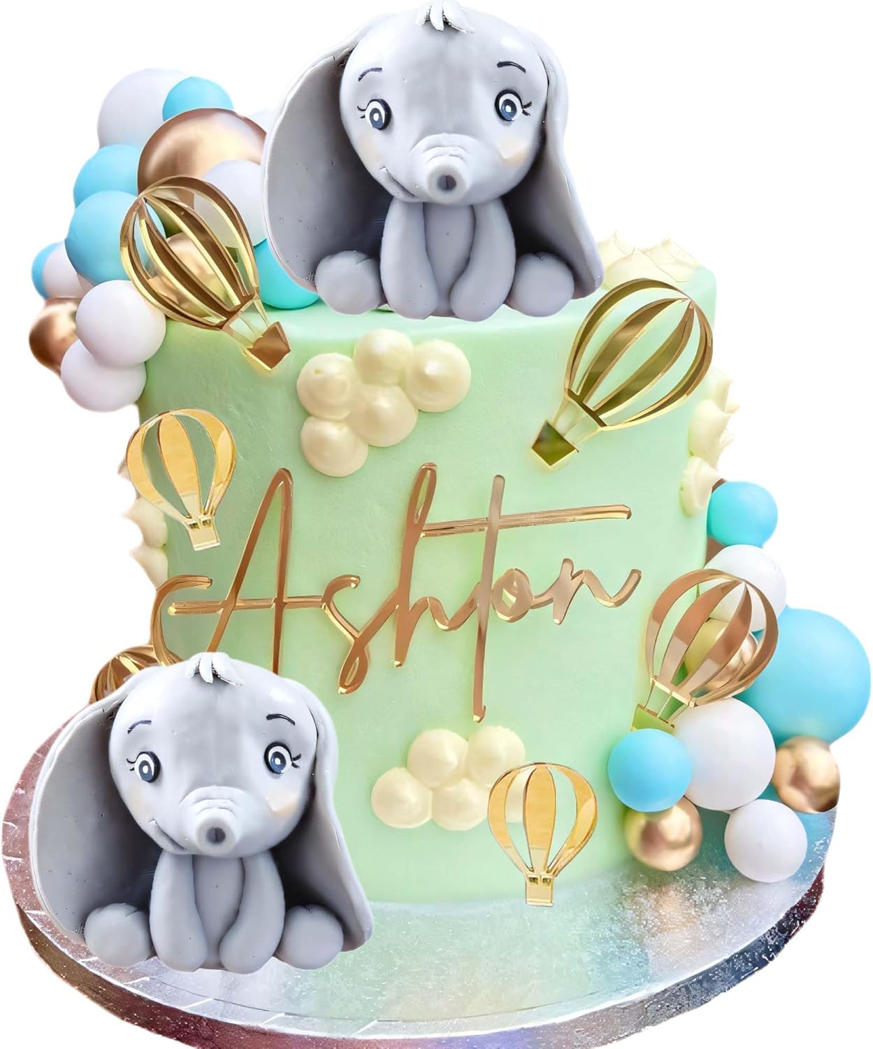 Qoadwem Elephant Cake Toppers 21pcs Baby Shower Decorations