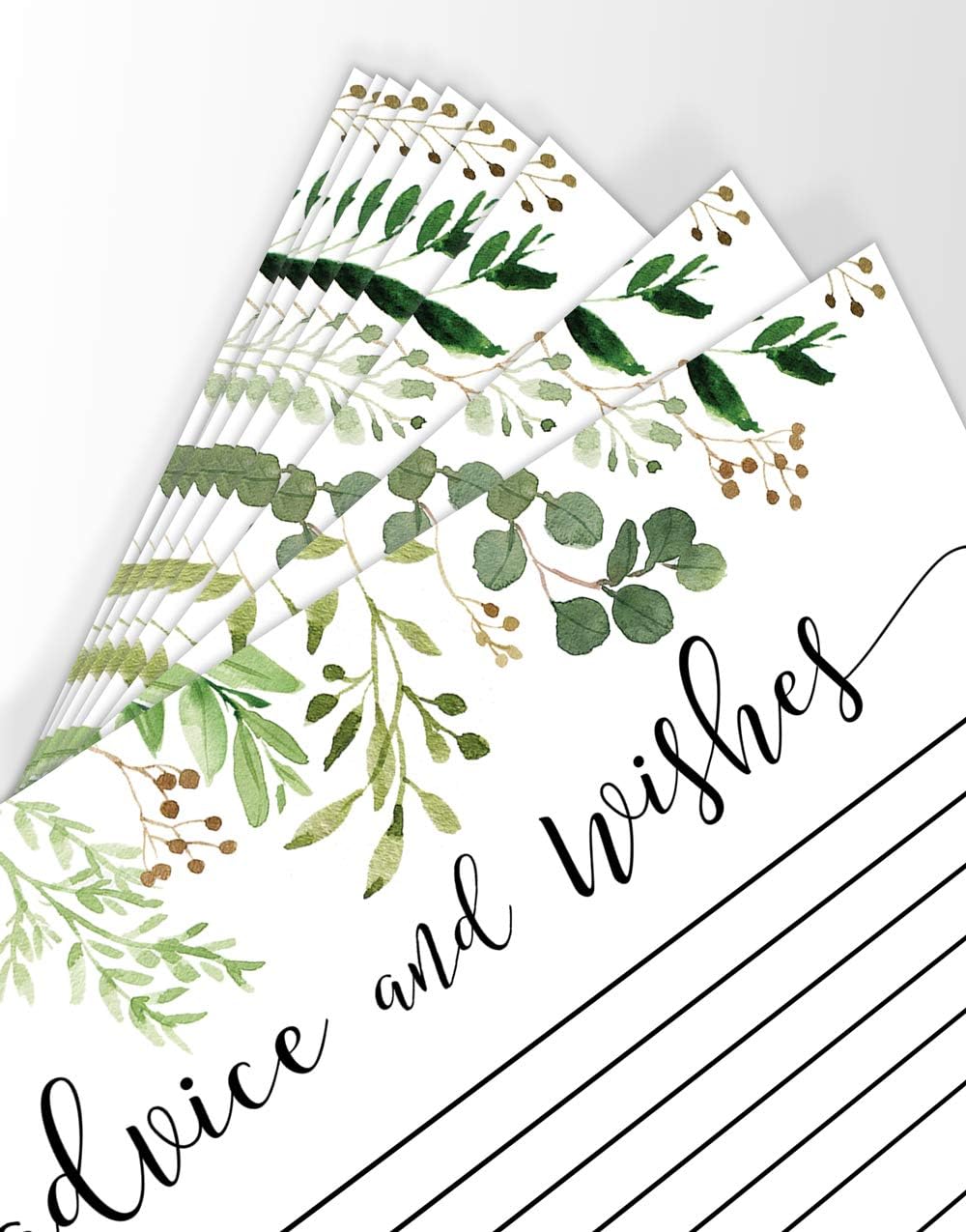 Mr and Mrs Advice Cards with Greenery Decor 50 Pack