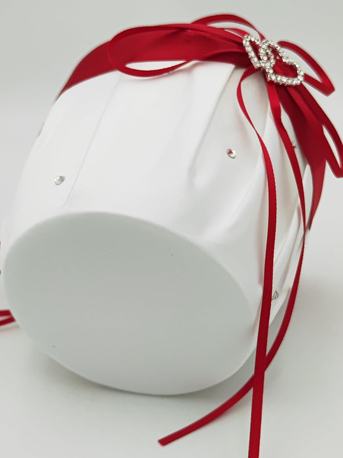 2 Pcs Wedding Flower Girl Baskets with Pearl Handle Red