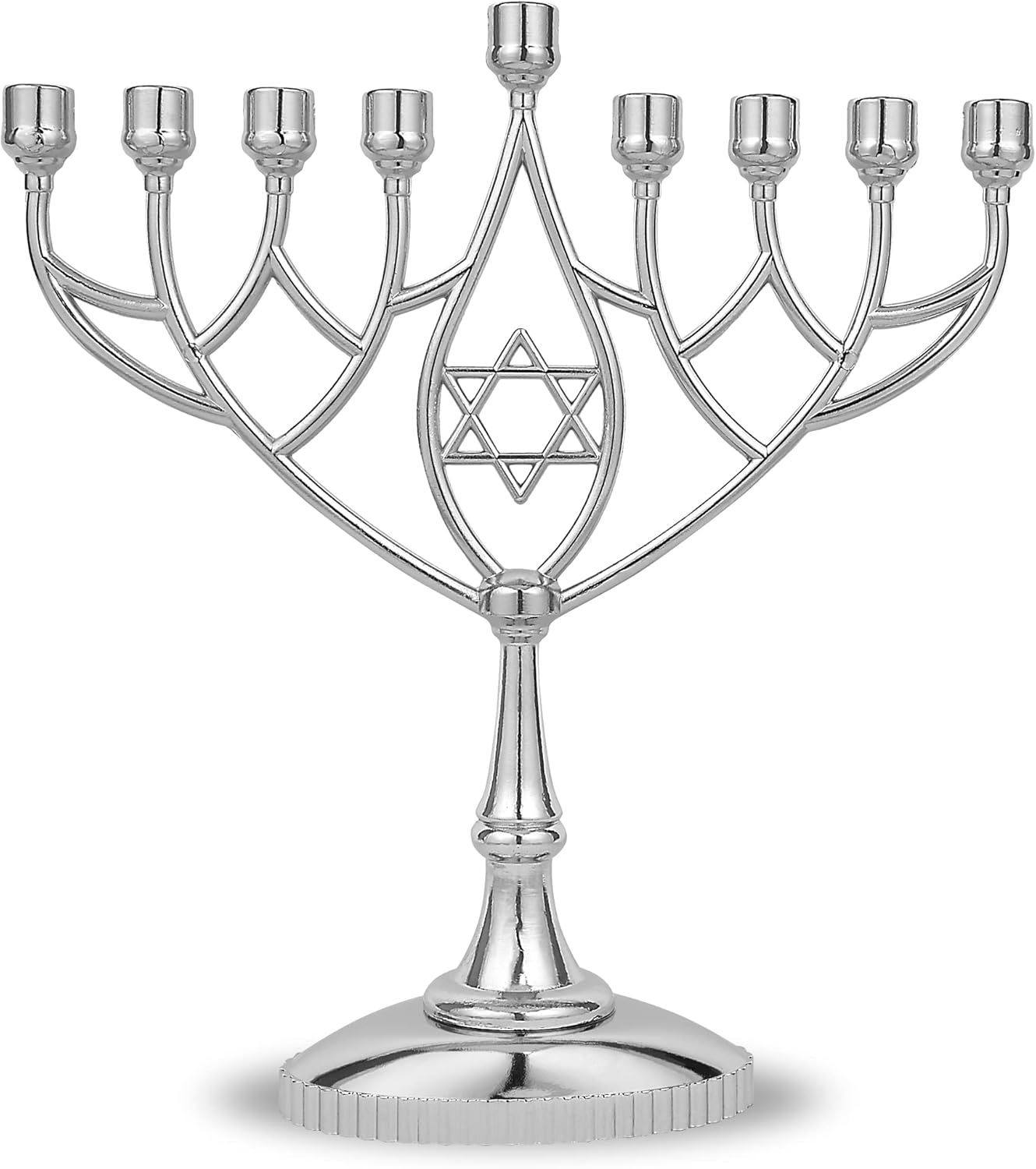 Traditional Classic Geometric Hanukkah Menorah 9 Inch Silver Plated