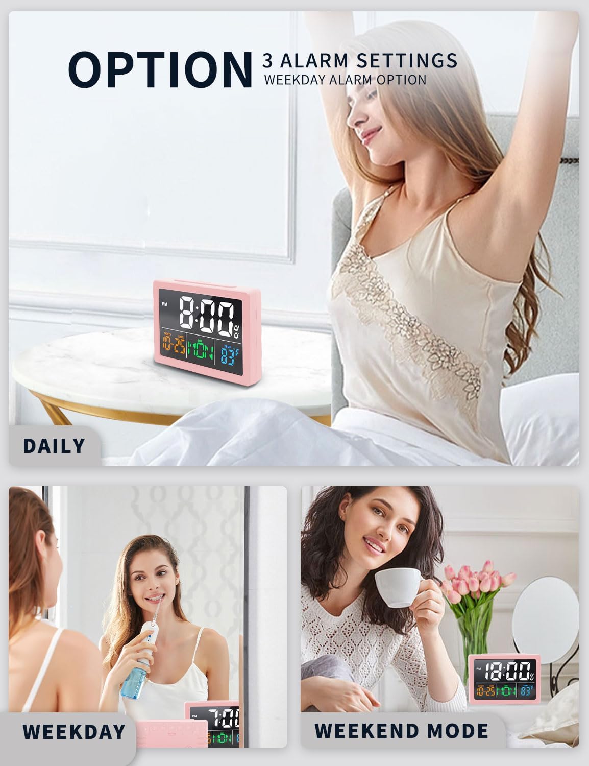 JALL Digital Alarm Clock with 55 LED Display