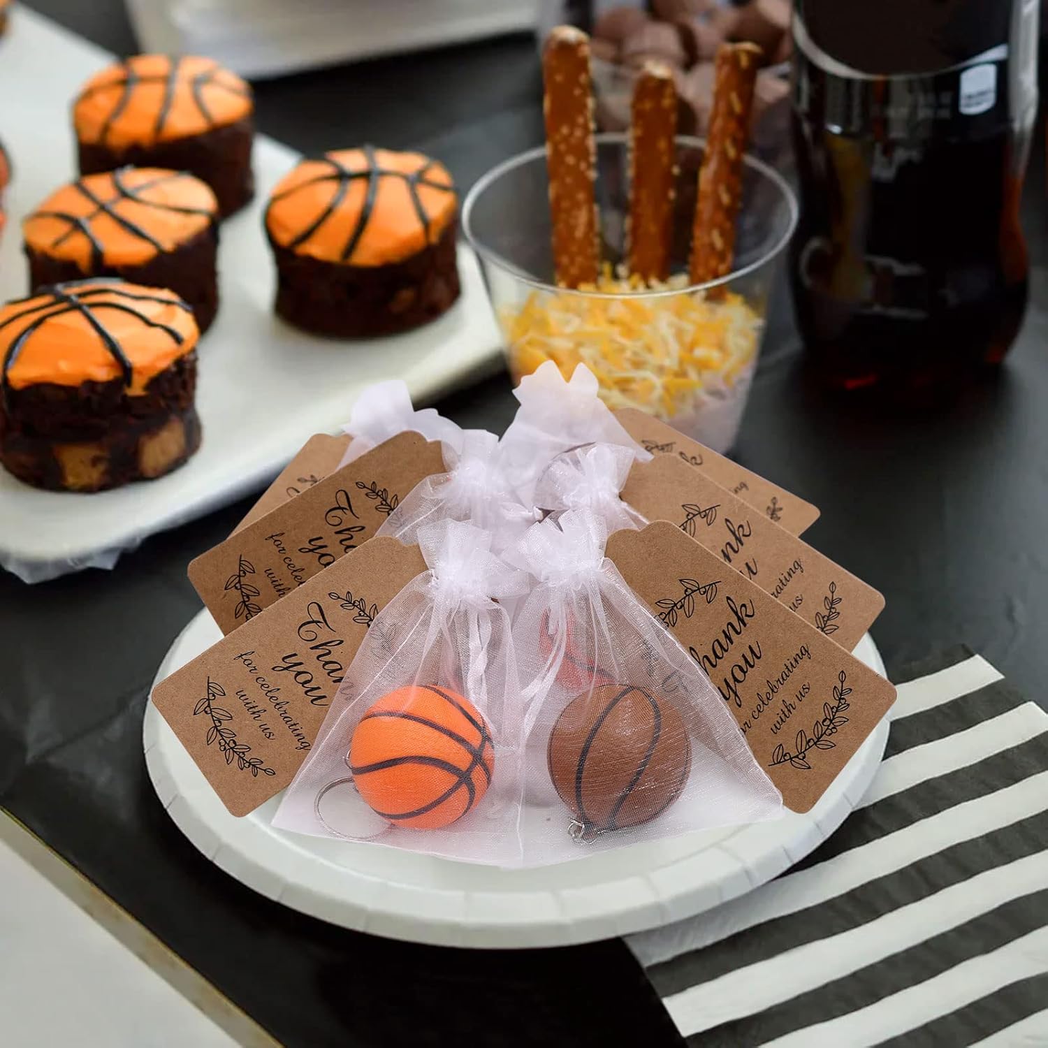 24 Pack Basketball Keychains for Parties and Rewards
