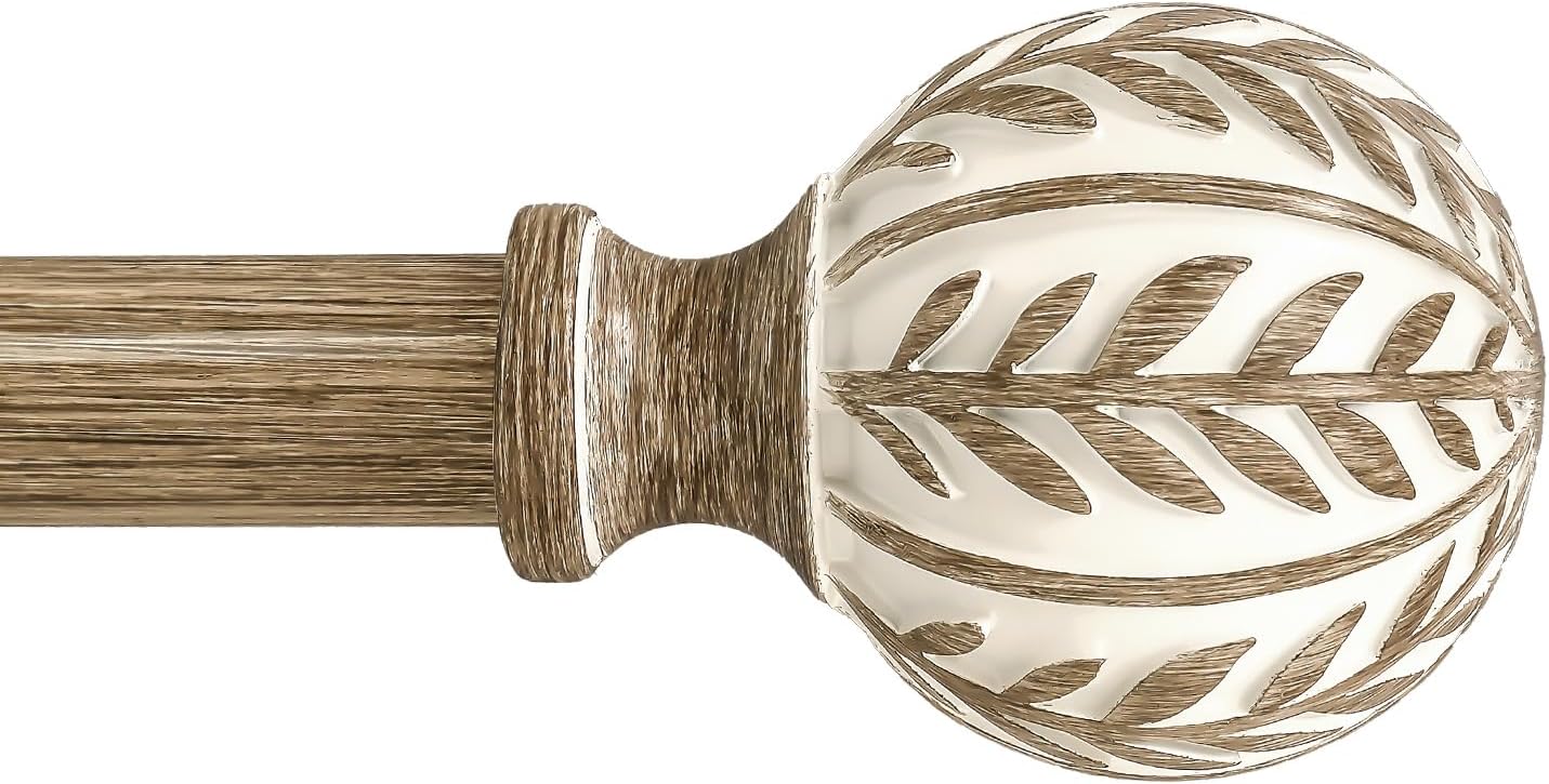 QDWIS Boho Wood Curtain Rods 36-88 Inches