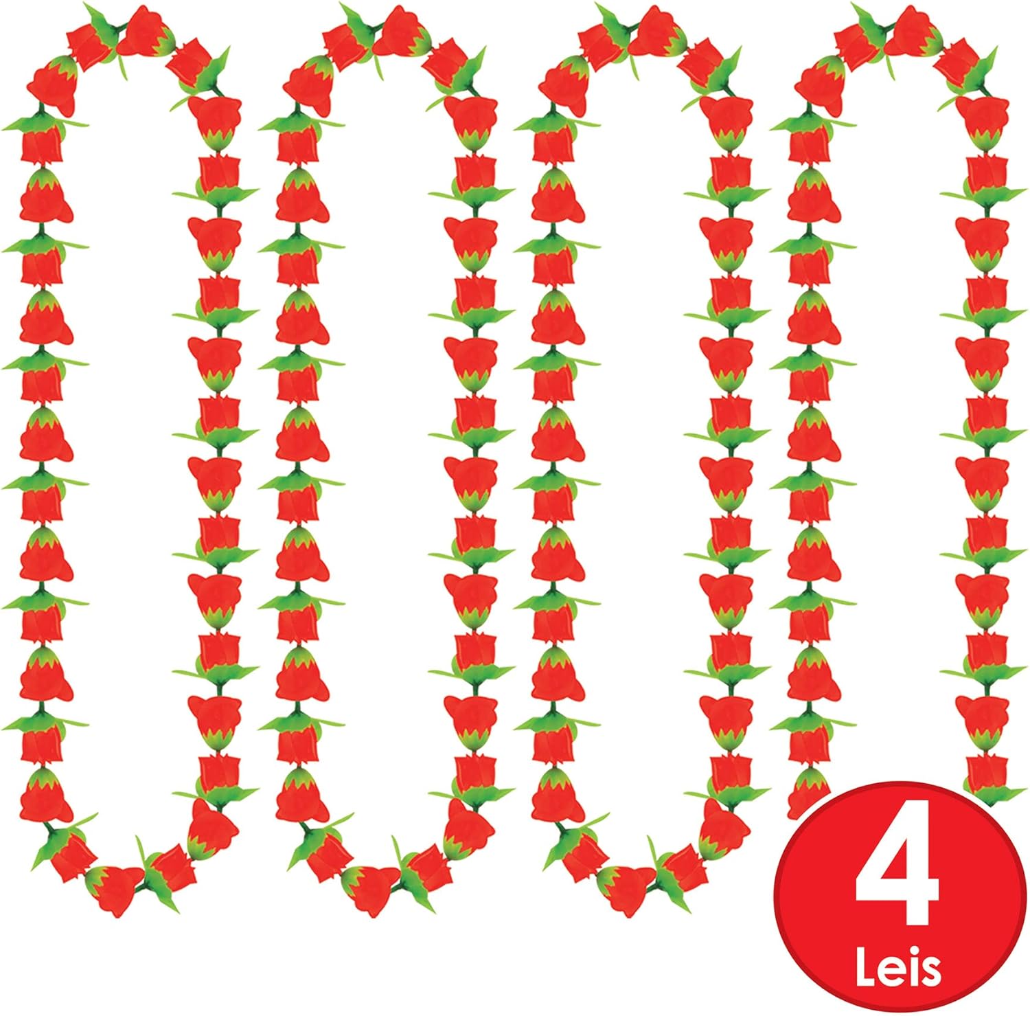 Beistle 4 Piece Fabric Rose Leis for Parties