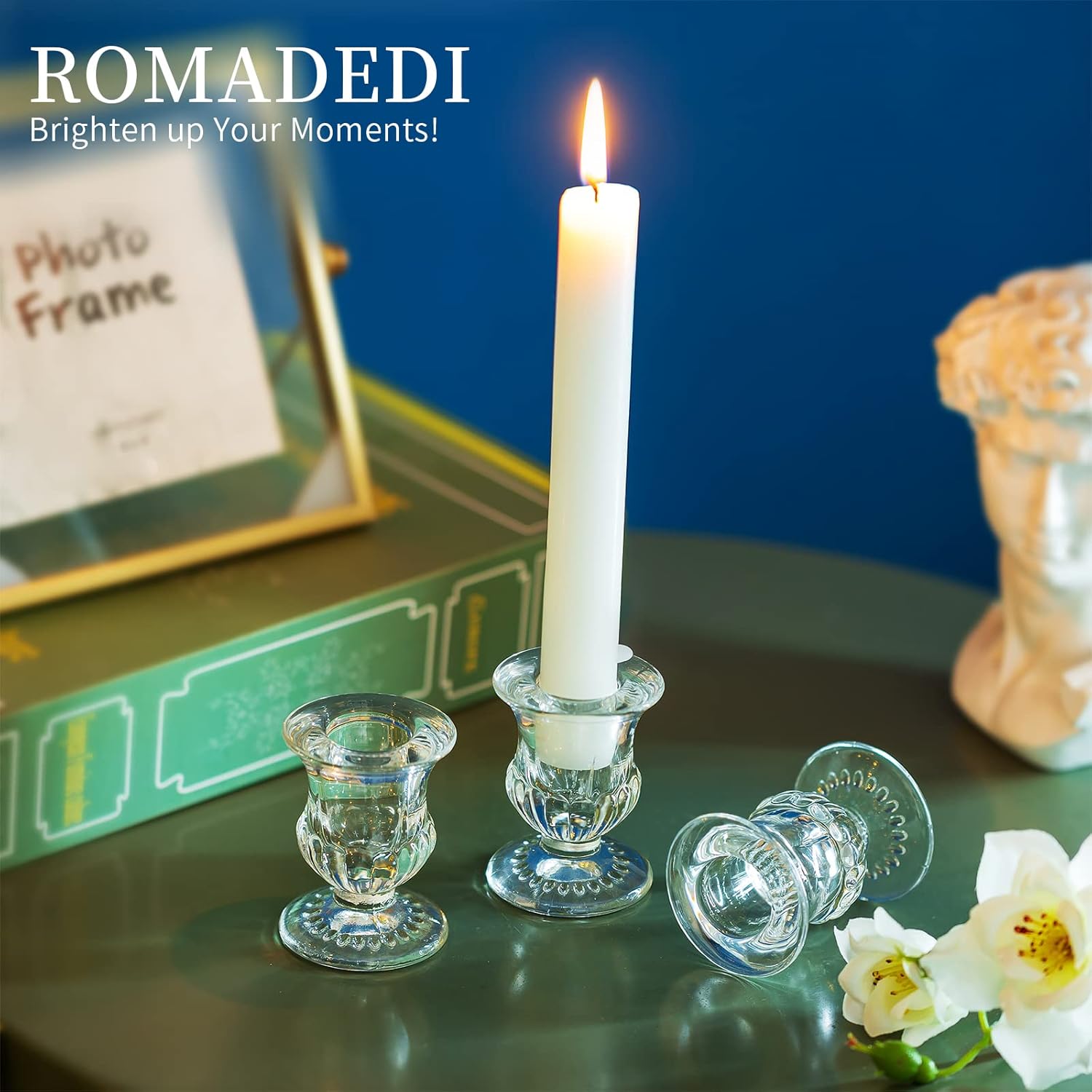 20 Pcs Clear Glass Candlestick Holders for Wedding and Party