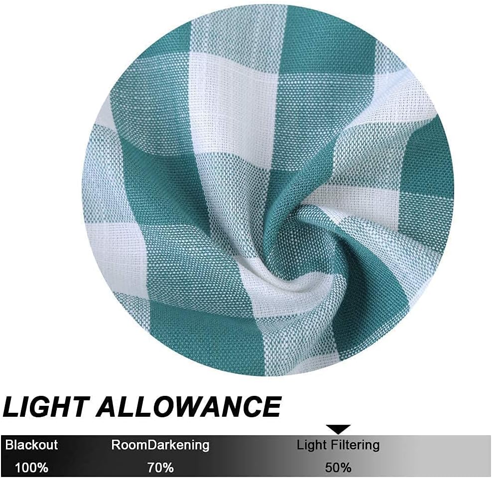 Teal Dark Blue Buffalo Check Valance Curtains 55x15