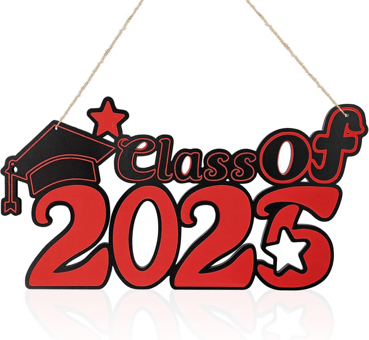 Class of 2025 Wooden Sign with Red Design