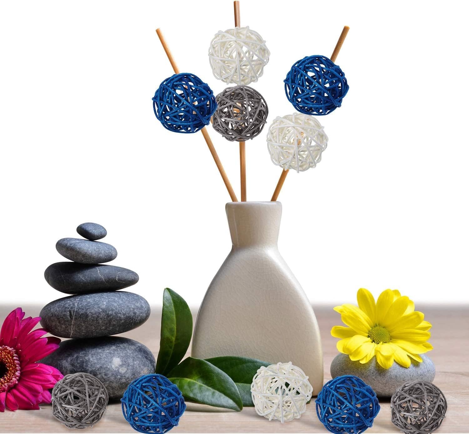 15pcs 2inch Wicker Rattan Decorative Balls Set