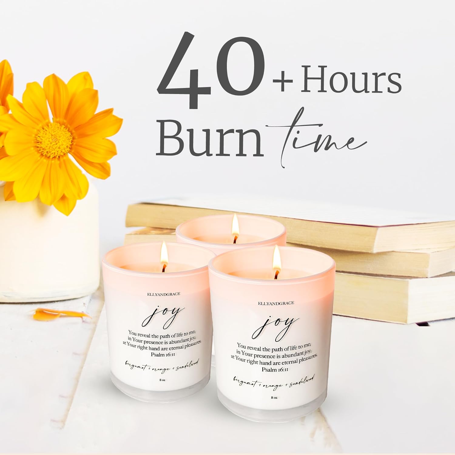 Elly Grace Joy Scented Soy Candle with Bible Verse
