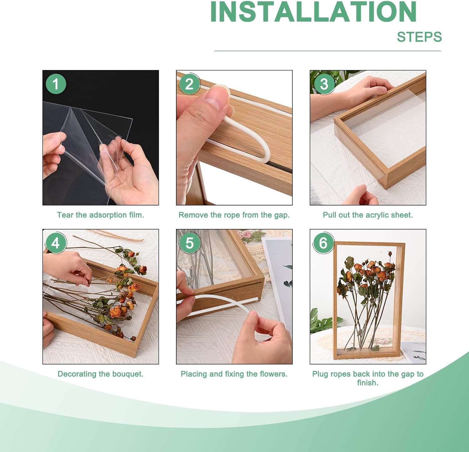 2-Pack Dried Flower Frame 6x6 Inch White