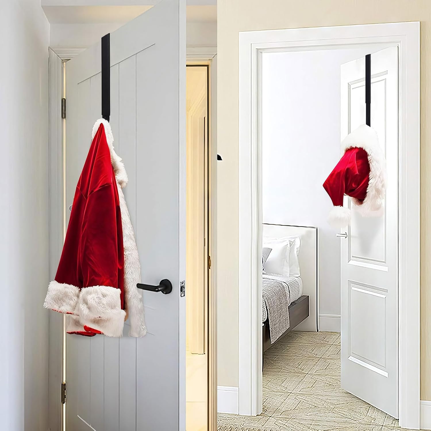 Adjustable Wreath Hanger for Front Door and Hooks Organizer