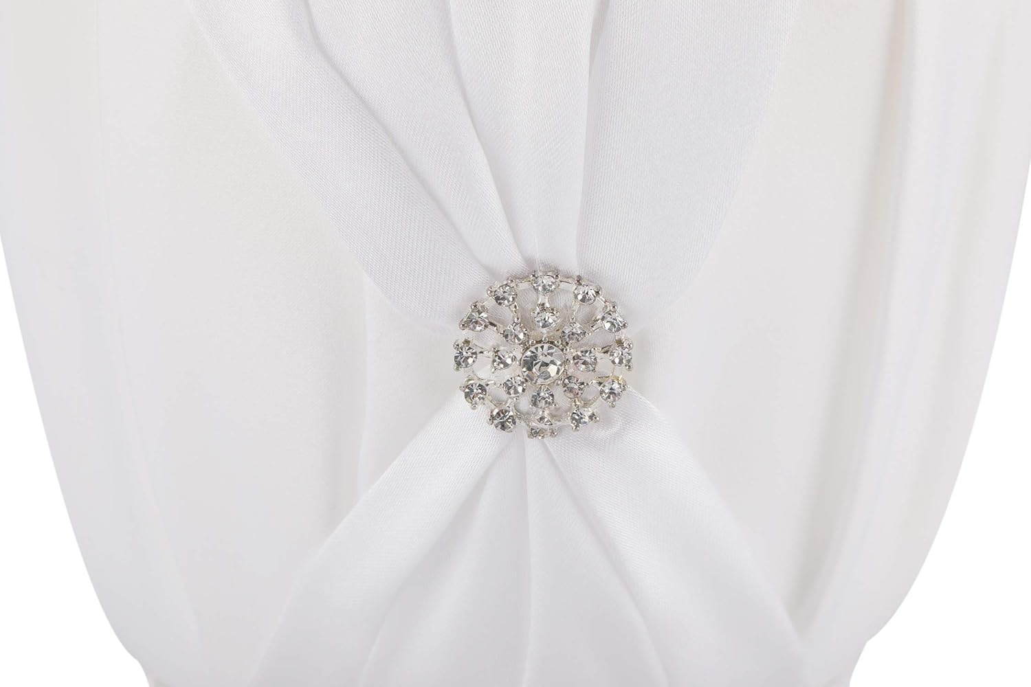 Satin and Artificial Crystal Flower Girl Basket White
