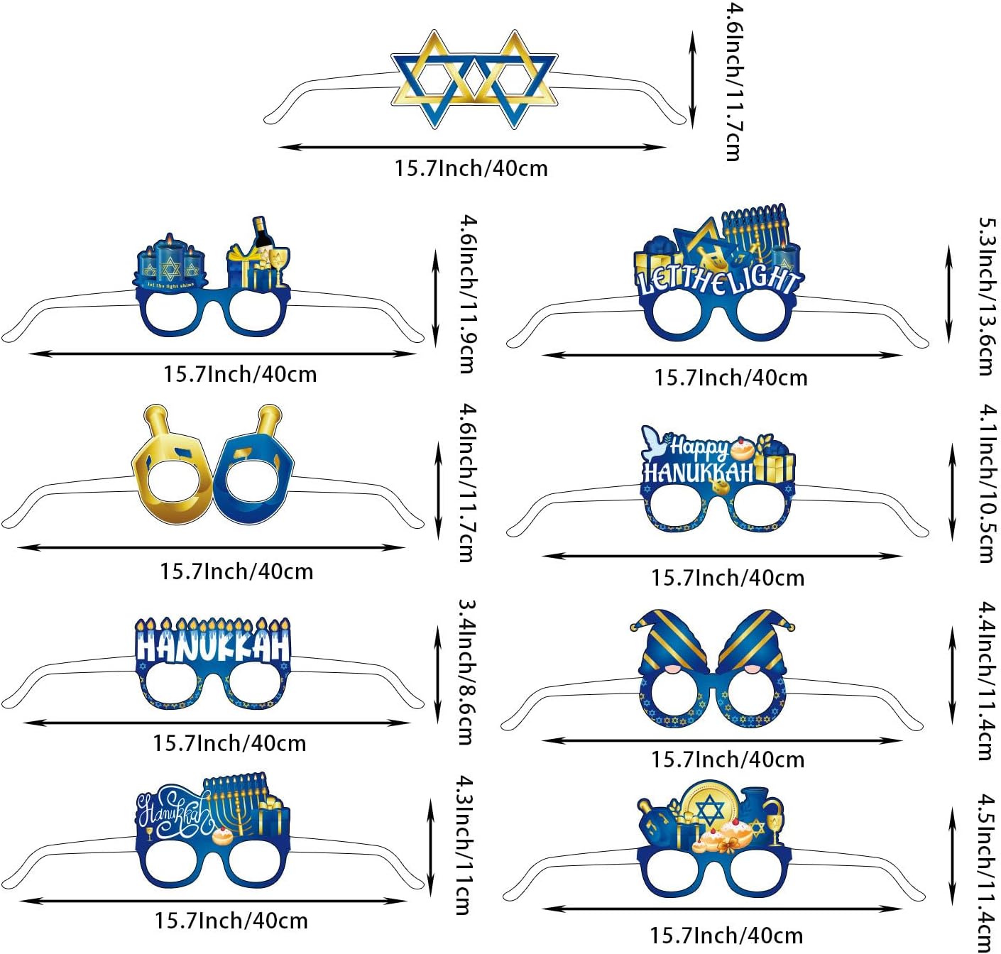 Happy Hanukkah Party Eyeglasses 9pcs Set