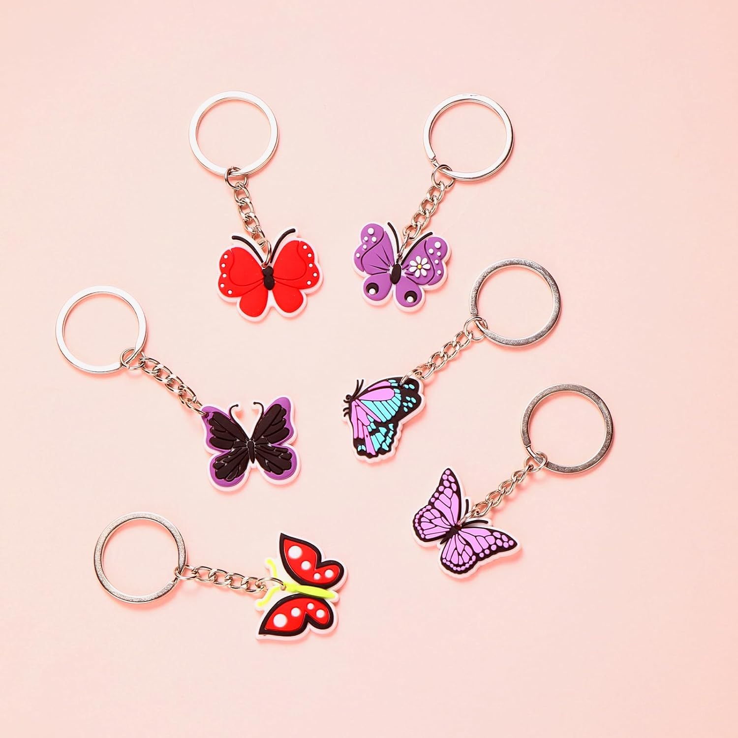 19pcs Butterfly Keychain Keyring Set Cute Silicone Keychain Gift for Kids