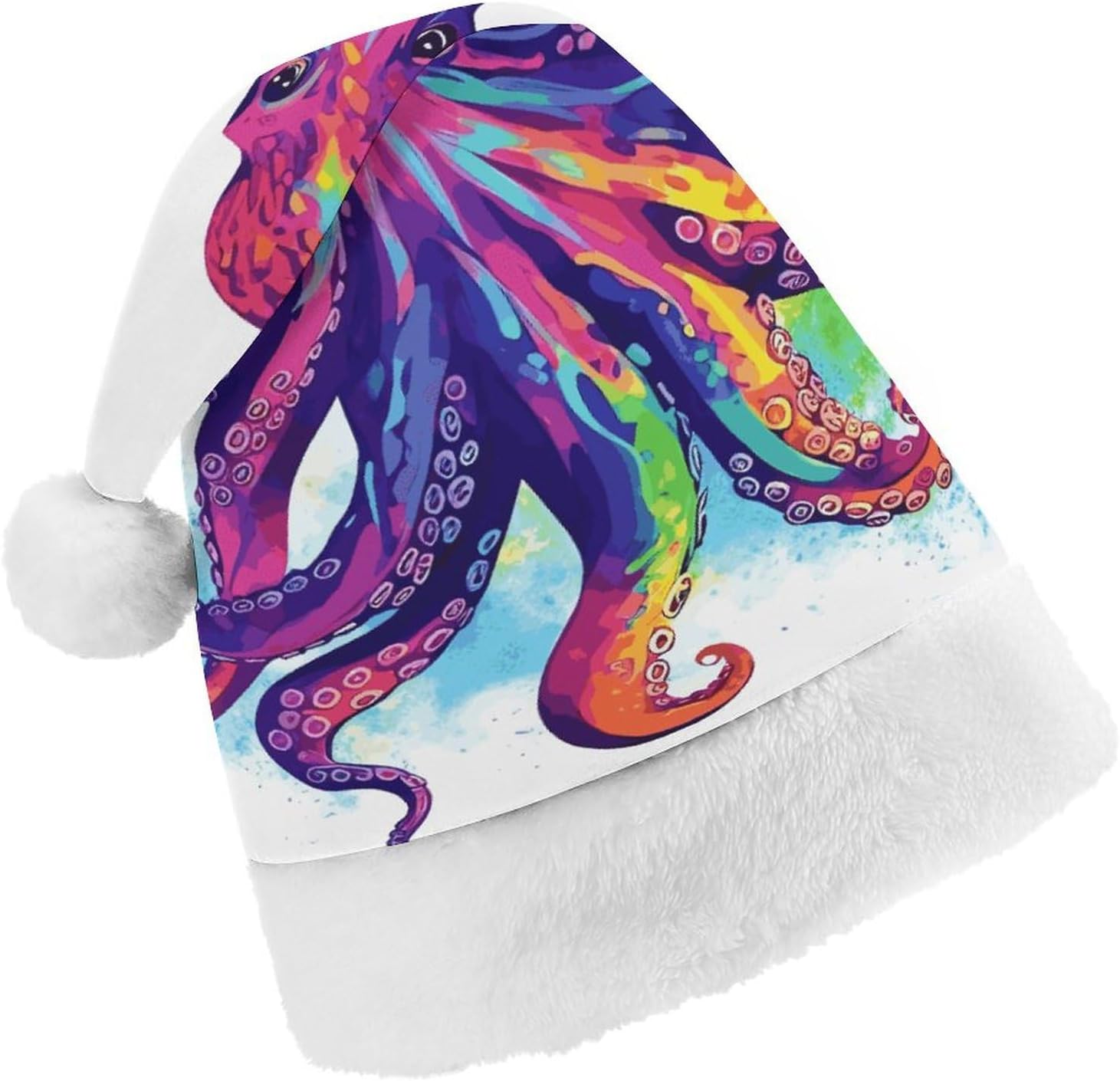 Colorful Octopus Santa Christmas Hat for Adults