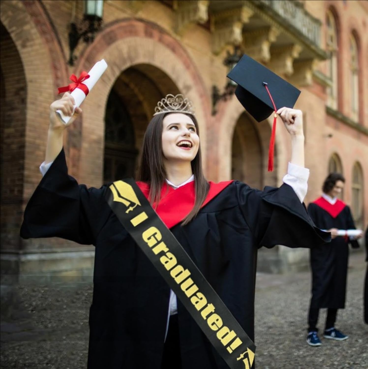 Dzrige Graduation Sash with Gold Letter 2 Pack