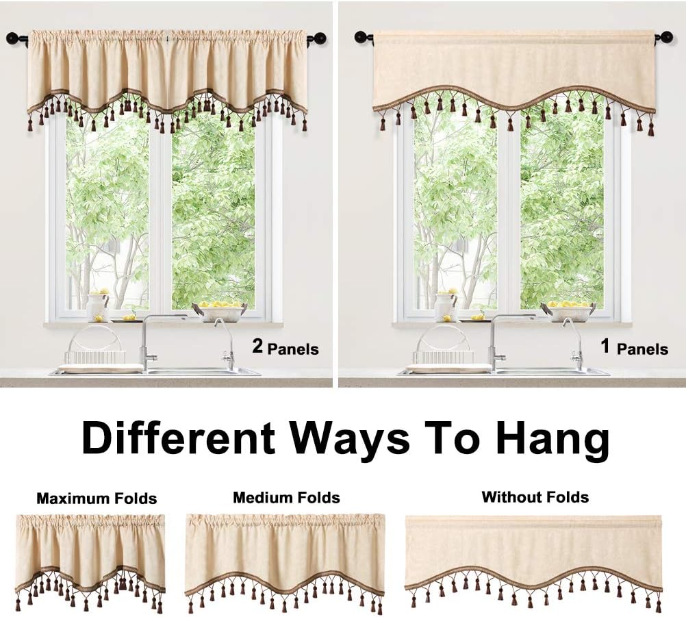 ELKCA Double-Sided Chenille Valance Panels Set of 2