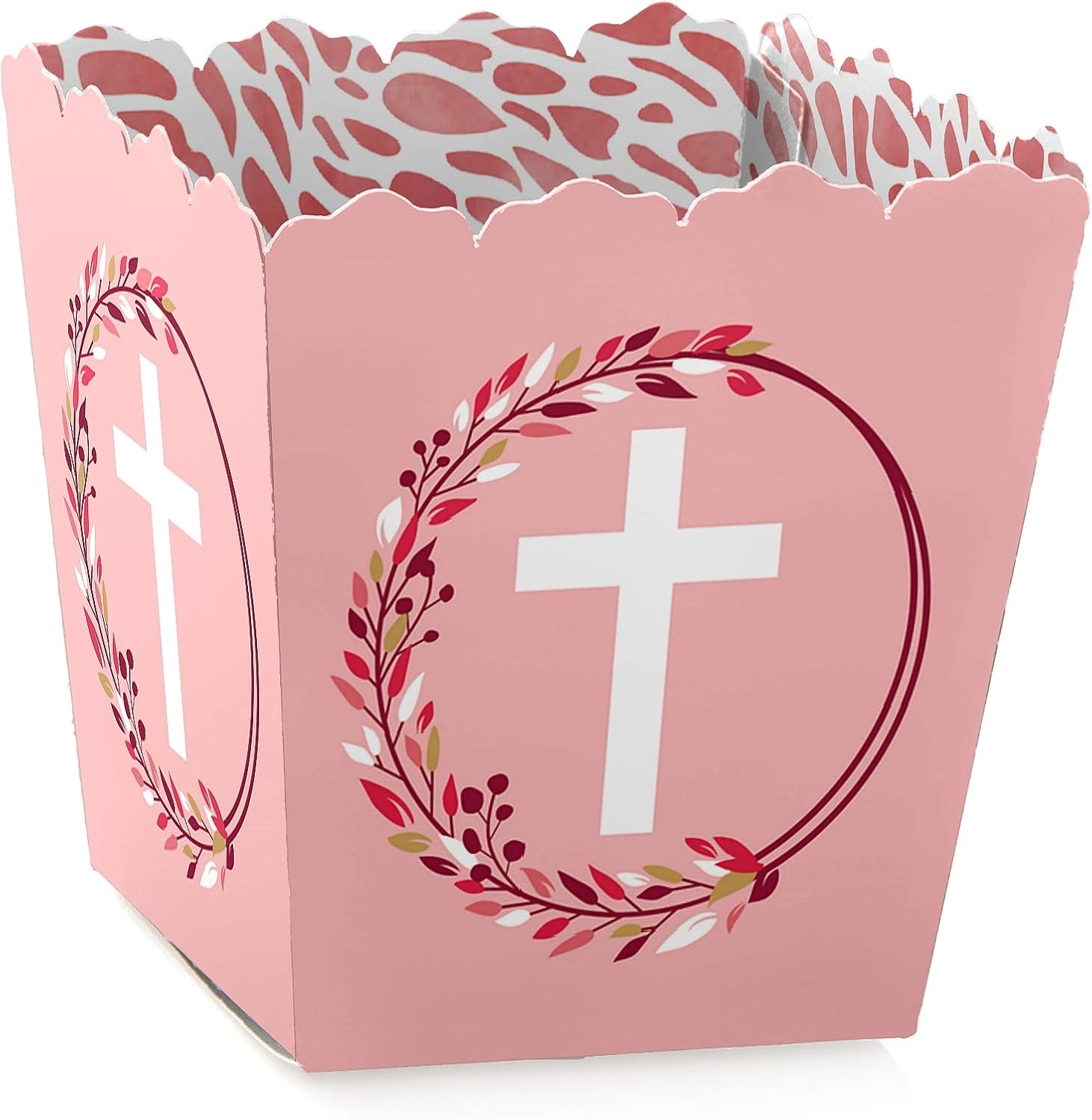 Pink Elegant Cross Mini Candy Boxes Set of 12