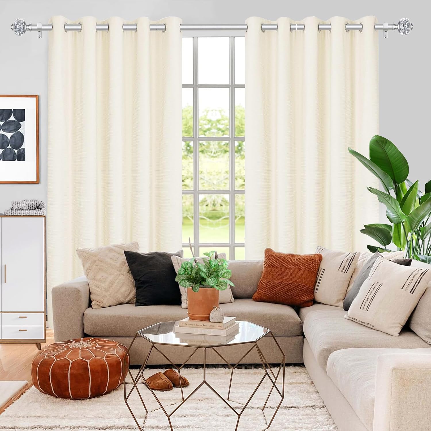 USFOOK 78 Inch Telescoping Curtain Rod for Windows 20-54 Inches