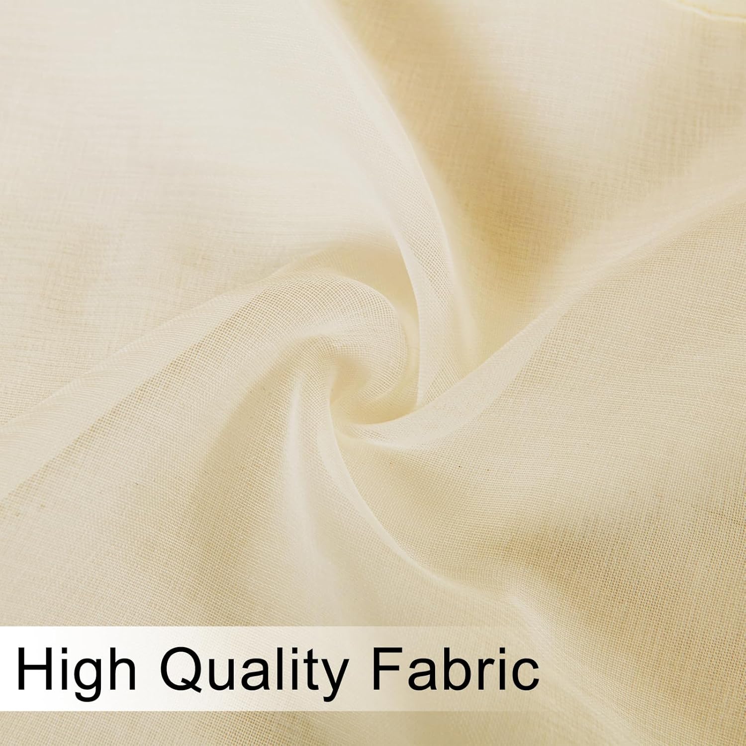 DWCN Sheer Valance Faux Linen 52 x 18 Beige