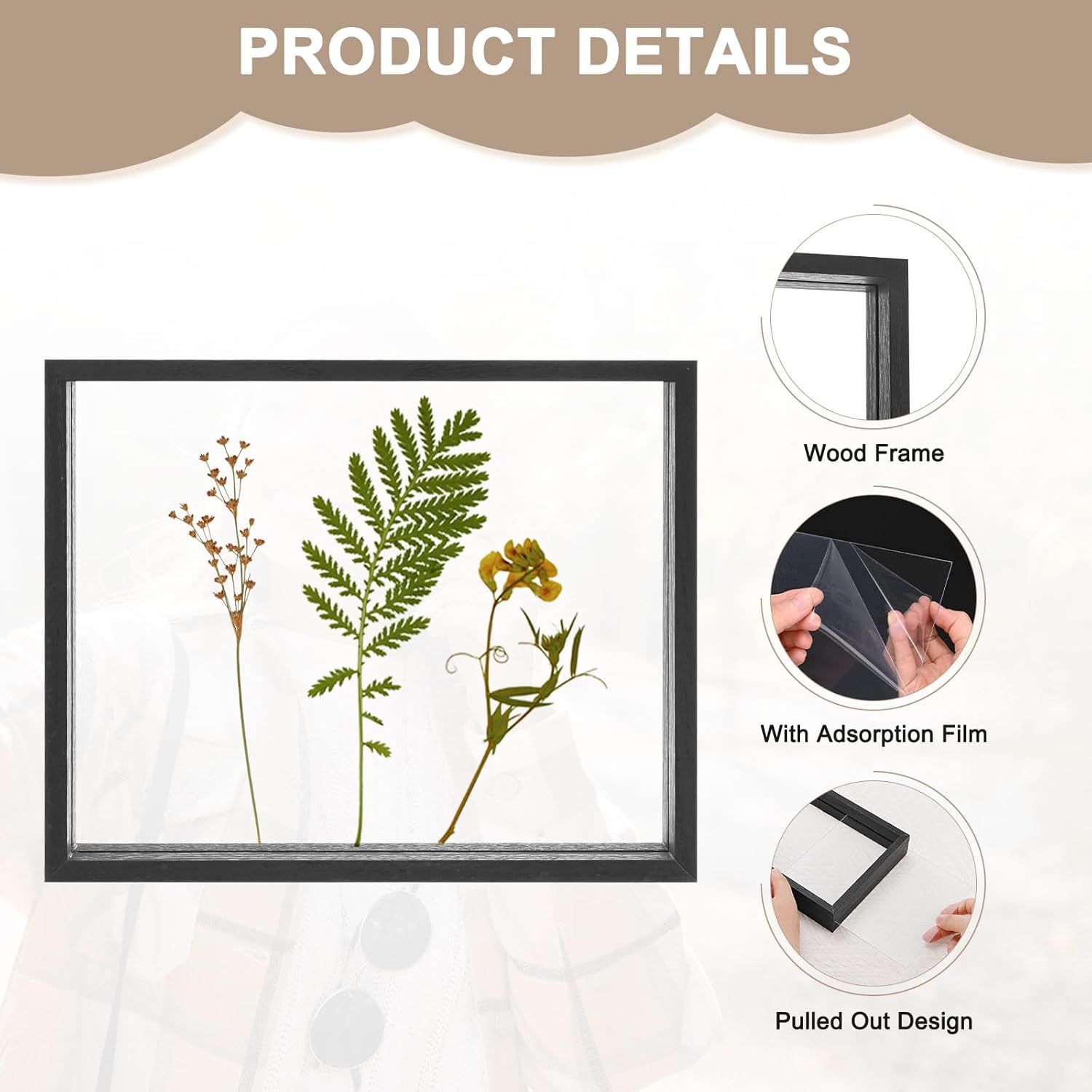 Wooden Pressed Flower Frame 8 x 10 Inch Black