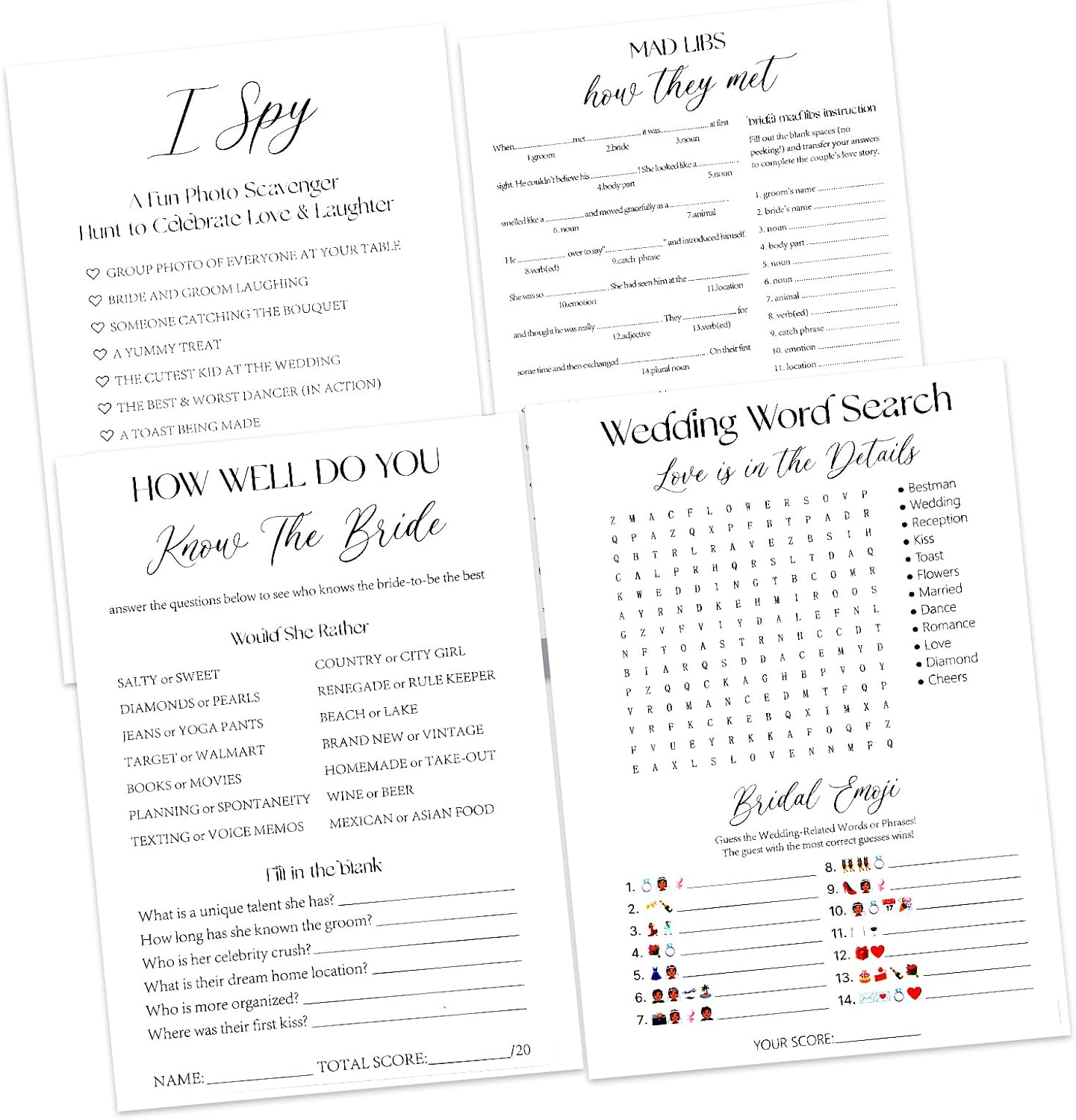 Leislite Bridal Shower Games for Guests