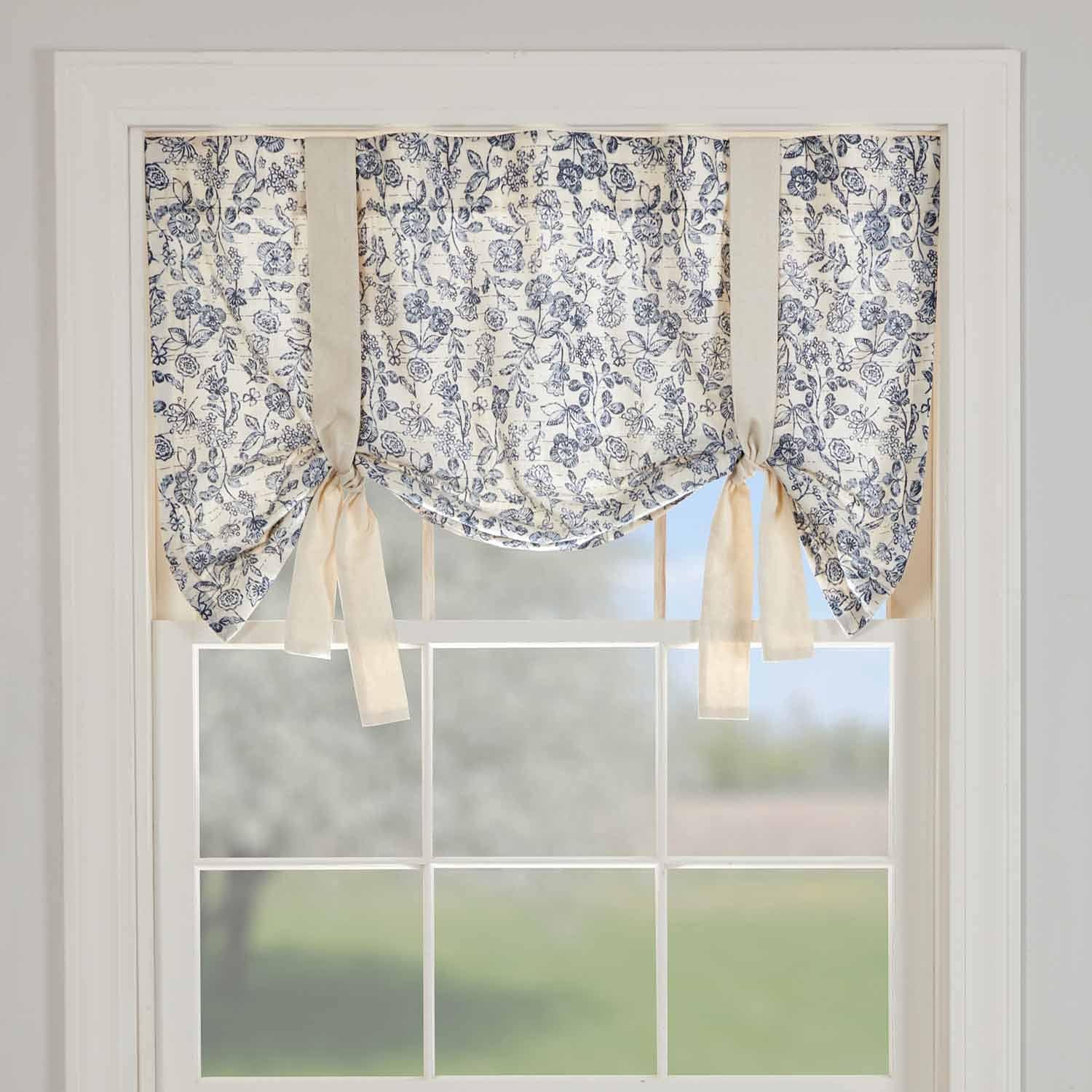 Piper Classics Doylestown Blue Floral Valance Curtain