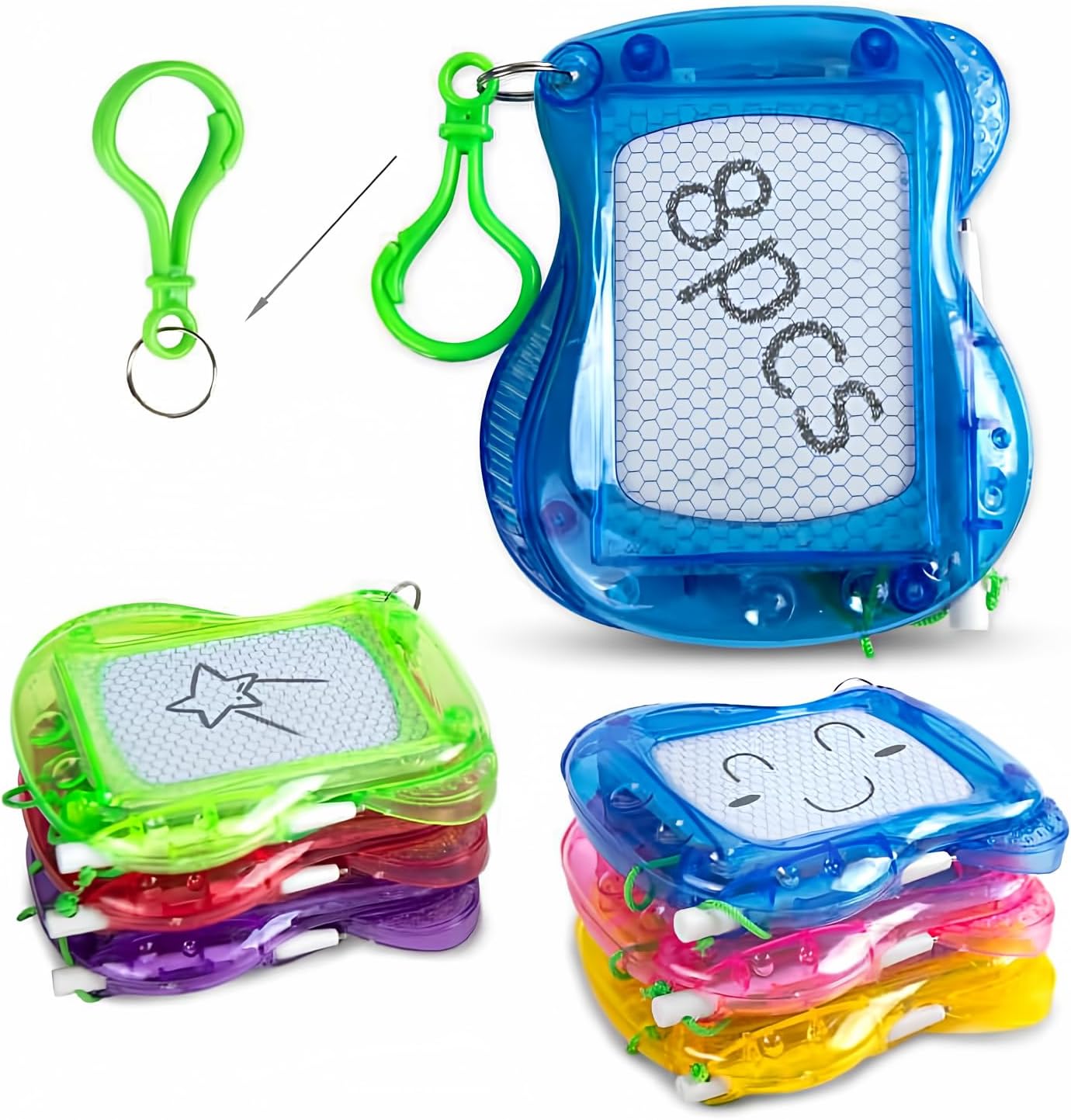 24 Mini Magnetic Drawing Boards with Metal Keychain