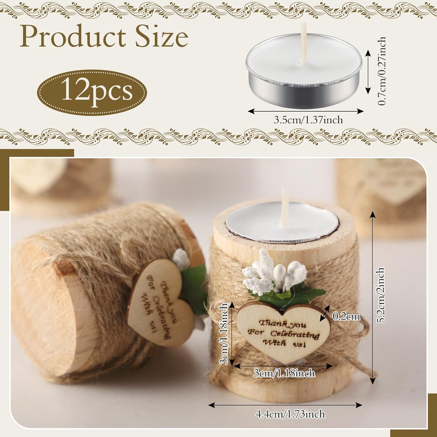 Treela 12 Pcs Wood Tealight Candle Holder Set