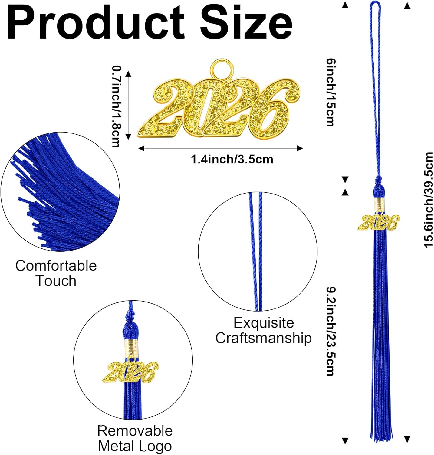 2026 Blue Graduation Tassel with Golden Charm