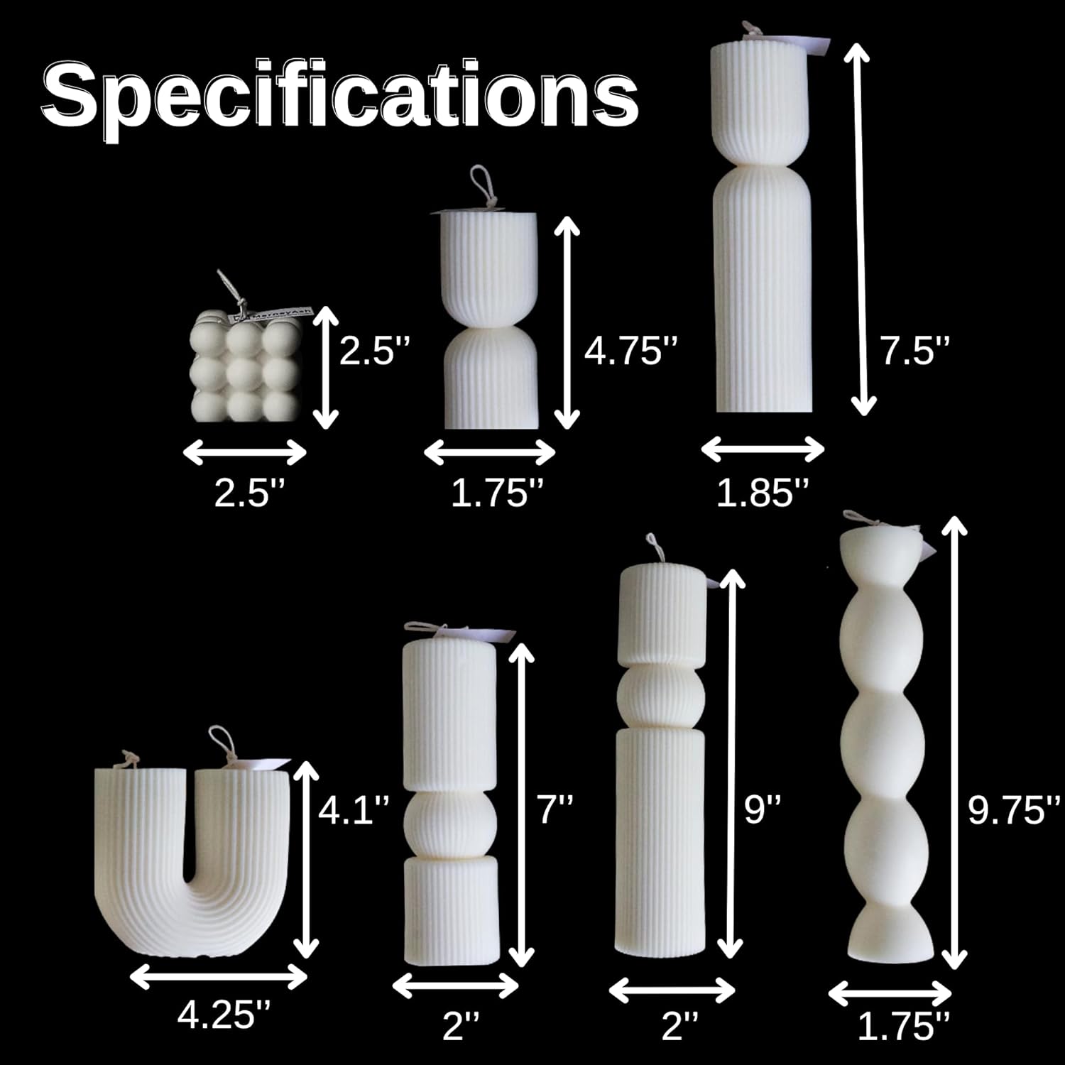 7Pc Large Pillar Candle Set Minimalist Decor