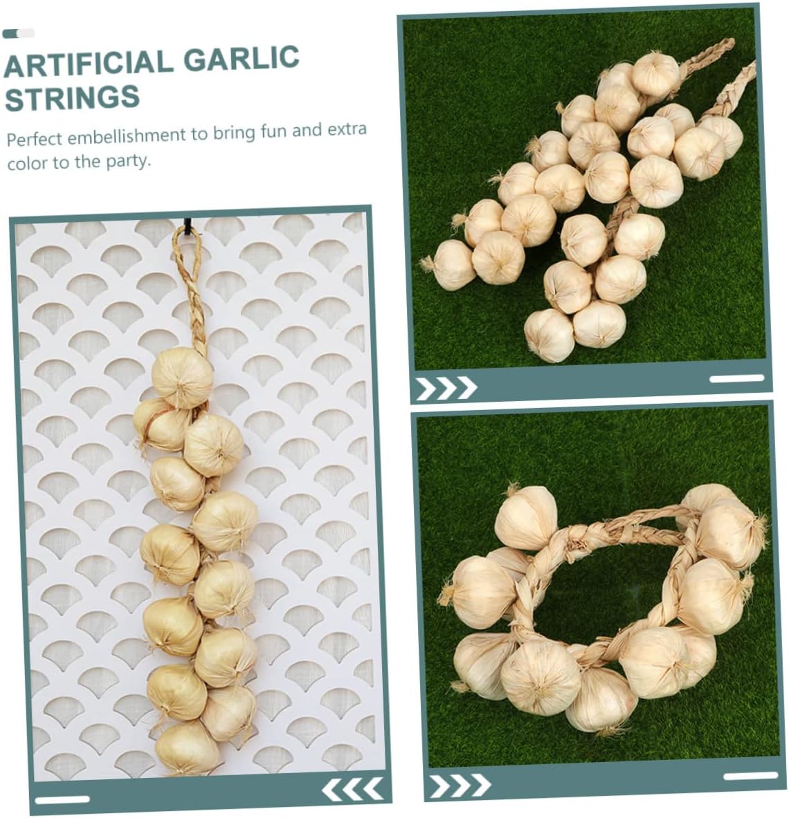 GLEAVI 2Pcs Realistic Fake Garlic Strings Decorative Props