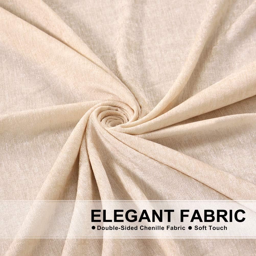 ELKCA Beige Chenille Valance for Living Room and Bedroom