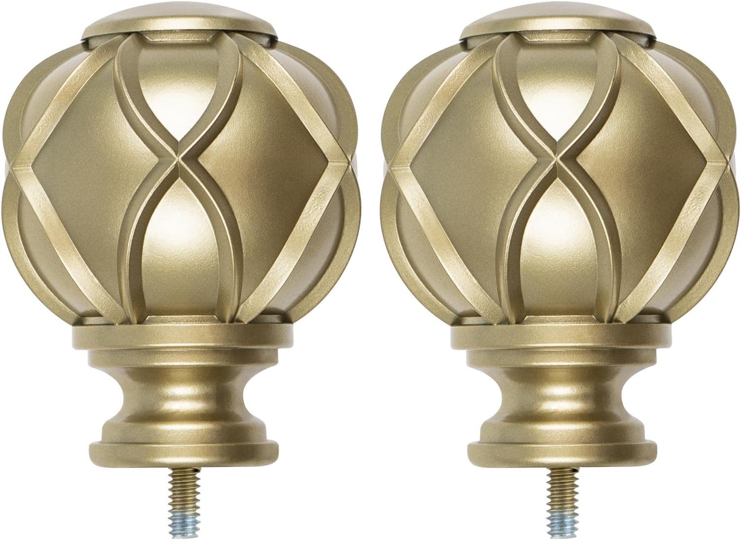 KAMANINA 1 Inch Curtain Rod Finials Set of 2 Warm Gold Netted Texture